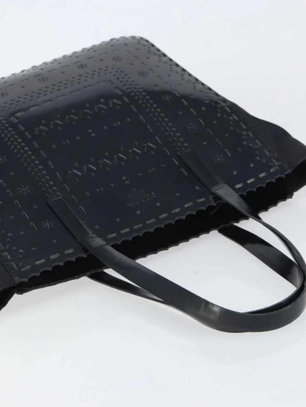 PRADA Hand Bag Enamel Black Silver Auth 160525 - Picture 7 of 16